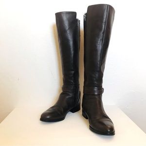 Genuine Leather Brown Boots with Equestrian Detail Via Spiga